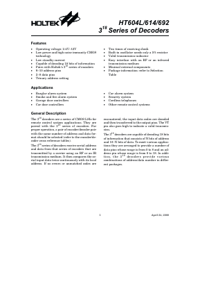 HT604L Datasheet PDF Holtek Semiconductor