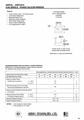 KBPC8005 Datasheet PDF Honey Technology