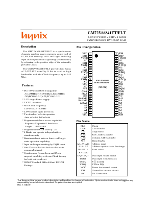 GM72V66841ELT-10K Datasheet PDF Hynix Semiconductor