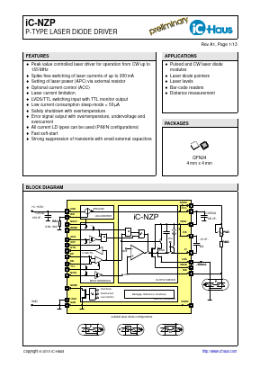 IC-NZP Datasheet PDF IC-Haus GmbH
