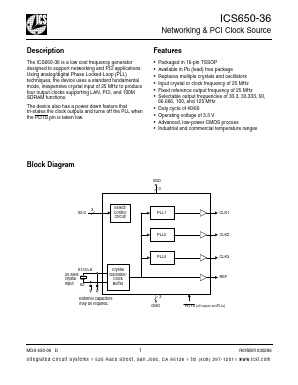 ICS650-36 Datasheet PDF Integrated Circuit Systems