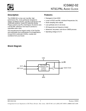 ICS662M-02 Datasheet PDF Integrated Circuit Systems