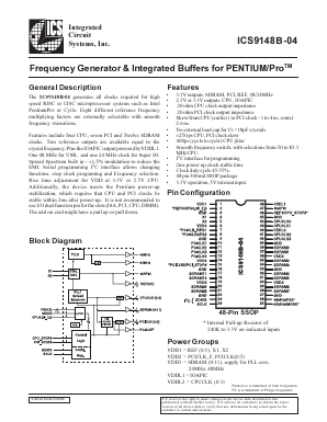 ICS9148BF-04 Datasheet PDF Integrated Circuit Systems