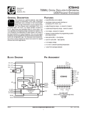 ICS8442AYLFT Datasheet PDF Integrated Circuit Systems
