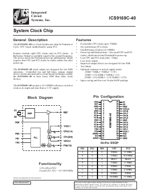 ICS9169C-40 Datasheet PDF Integrated Circuit Systems