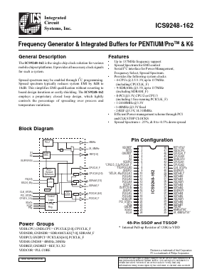 ICS9248YG-162-T Datasheet PDF Integrated Circuit Systems