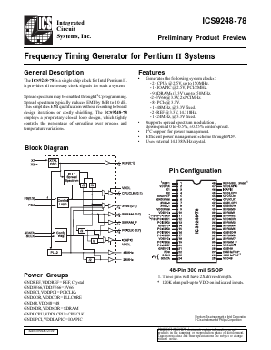 ICS9248YF-78 Datasheet PDF Integrated Circuit Systems