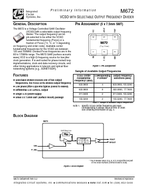 M672-4-AA Datasheet PDF Integrated Circuit Systems