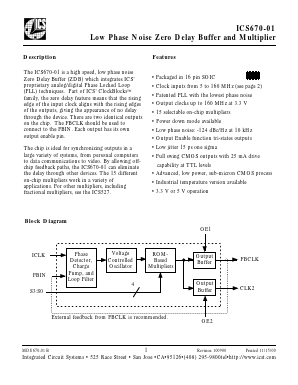 ICS670-01 Datasheet PDF Integrated Circuit Systems