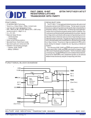 IDT54FCT162511CTPV Datasheet PDF Integrated Device Technology