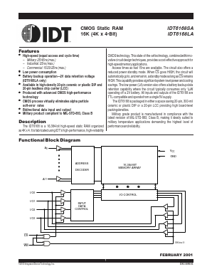 IDT6168LA20P Datasheet PDF Integrated Device Technology