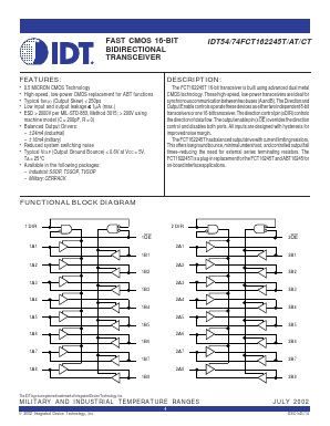 IDT54FCT162245CT Datasheet PDF Integrated Device Technology