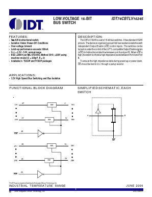 IDT74CBTLV16245 Datasheet PDF Integrated Device Technology
