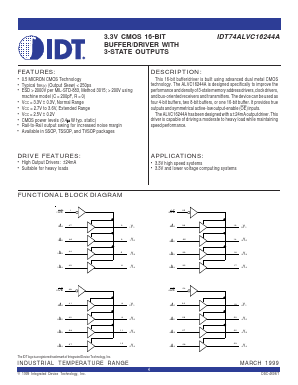 IDT74ALVC16244APA Datasheet PDF Integrated Device Technology
