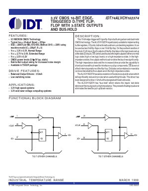 IDT74ALVCH162374 Datasheet PDF Integrated Device Technology