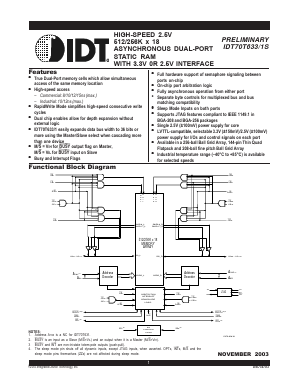 IDT70T631S15BFI Datasheet PDF Integrated Device Technology