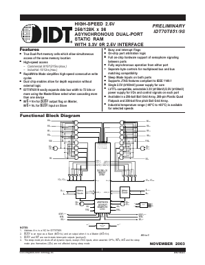IDT70T651S12DRI Datasheet PDF Integrated Device Technology