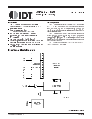 IDT71256SA12PG Datasheet PDF Integrated Device Technology