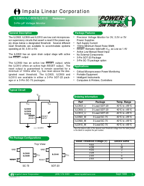 ILC809SU Datasheet PDF Impala Linear Corporation