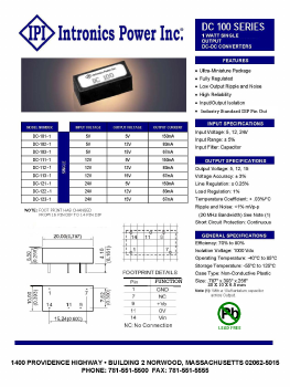 DC-113-1 Datasheet PDF Intronics Power, Inc.