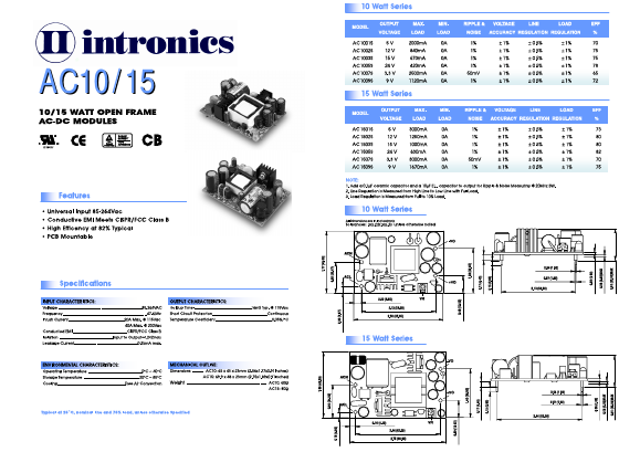 AC1002S Datasheet PDF Intronics Power, Inc.