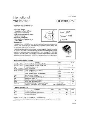 IRF830SPBF Datasheet PDF International Rectifier