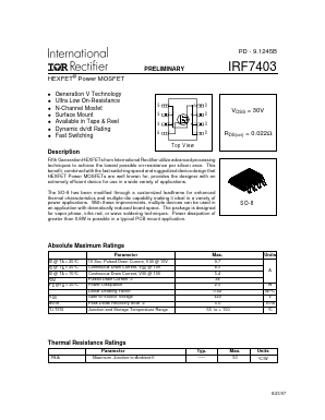 IRF7403 Datasheet PDF International Rectifier