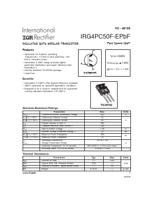 IRG4PC50F-EPBF Datasheet PDF International Rectifier