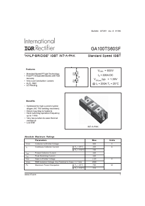 GA100TS60SF Datasheet PDF International Rectifier