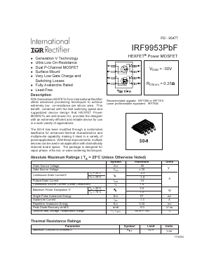IRF9953PBF Datasheet PDF International Rectifier