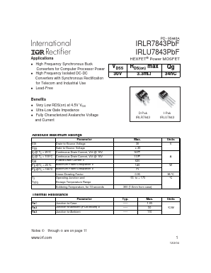 IRLR7843PBF Datasheet PDF International Rectifier