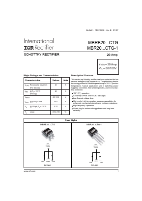 MBR20100CTG-1P Datasheet PDF International Rectifier