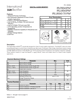 IRLU9343-701PBF Datasheet PDF International Rectifier