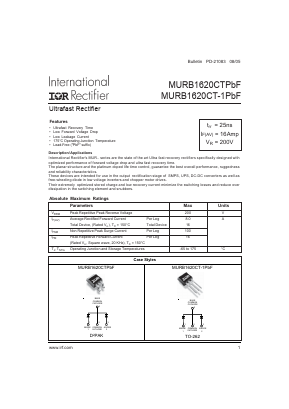 MURB1620CT Datasheet PDF International Rectifier