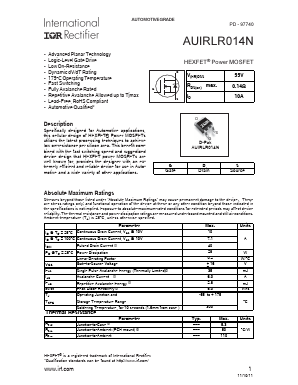 AUIRLR014NTR Datasheet PDF International Rectifier