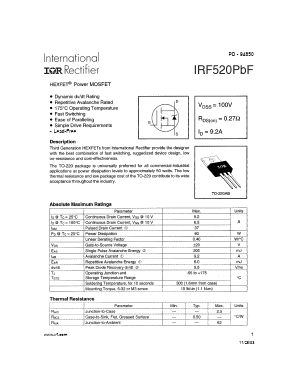IRF520PBF Datasheet PDF International Rectifier
