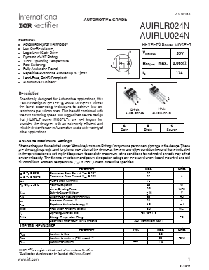 AUIRLU024N Datasheet PDF International Rectifier