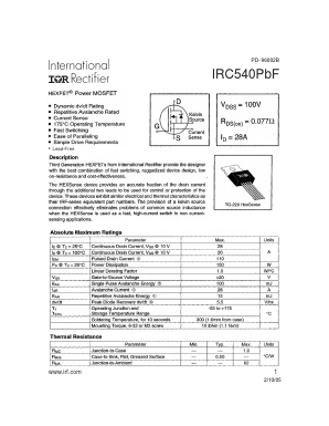 IRC540PBF Datasheet PDF International Rectifier