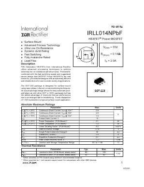 IRLL014NPBF-15 Datasheet PDF International Rectifier