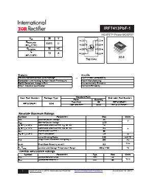 F7413TRPBF-1 Datasheet PDF International Rectifier