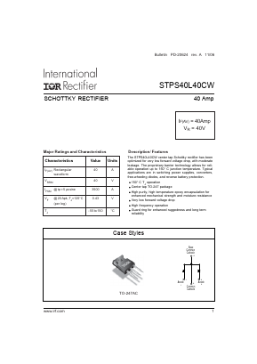 STPS40L40CWPBF Datasheet PDF International Rectifier