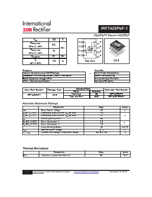IRF7425TRPBF-1 Datasheet PDF International Rectifier