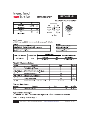 IRF7455TRPBF-1 Datasheet PDF International Rectifier