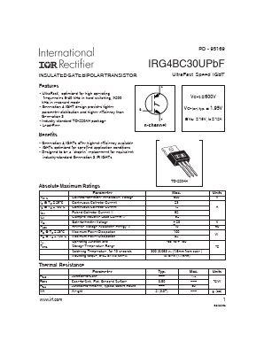 IRG4BC30UPBF Datasheet PDF International Rectifier