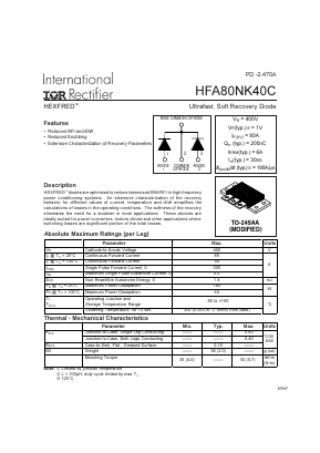 HFA80NK40C Datasheet PDF International Rectifier