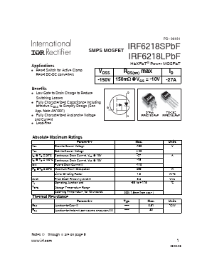 IRF6218LPBF Datasheet PDF International Rectifier