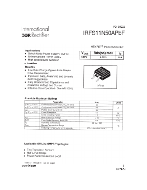 IRFS11N50APBF Datasheet PDF International Rectifier