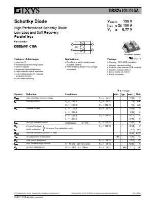 DSS2X101-015A Datasheet PDF IXYS CORPORATION