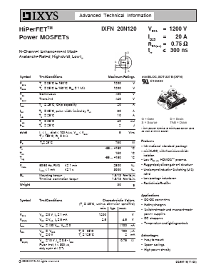 IXFN20N120 Datasheet PDF IXYS CORPORATION