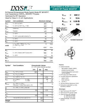 IXZR16N60 Datasheet PDF IXYS CORPORATION